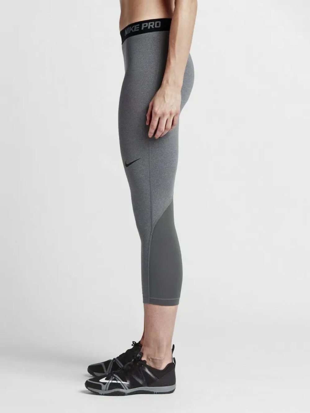Nike Pro Grey High-Waist Cropped Leggings